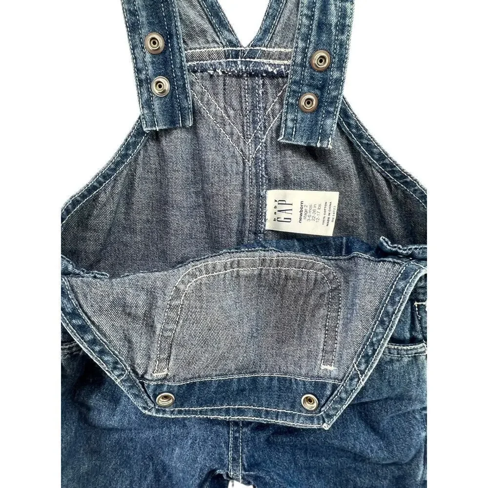 Vintage Baby Gap Classic Denim Overalls Unisex Infant 3–6 Months Snap Leg